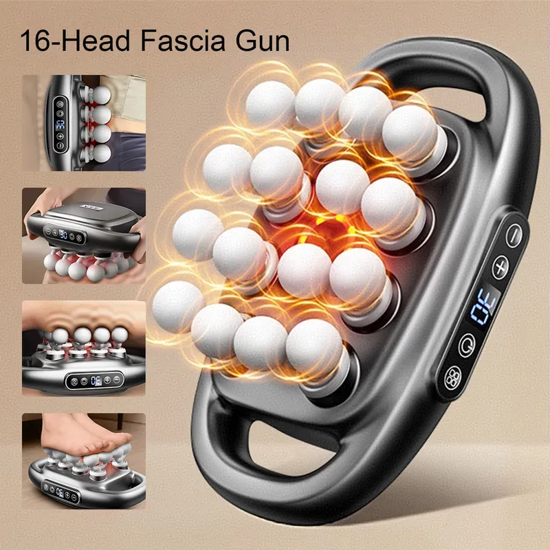 16-Head Fascia Gun High-Frequency Vibration Body Massage Gun Back…