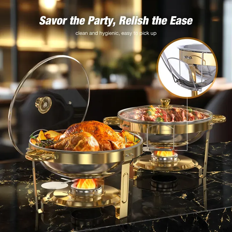 2/4 Pack Chafing Dishes for Buffet 5QT Round Stainless Steel…