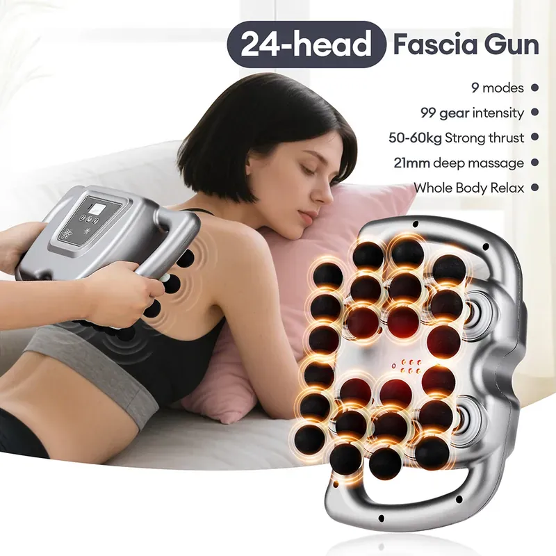 24-Head Fascia Gun 9 Modes High Frequency Vibration Body Massage…