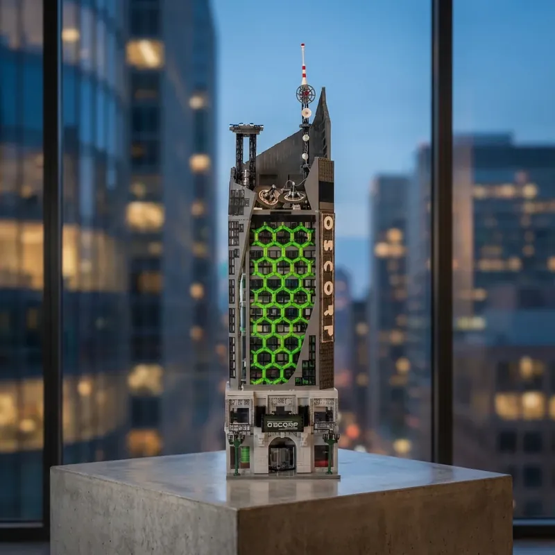 Oscorp Tower Building Block Set with Lights, 6,375 Pieces