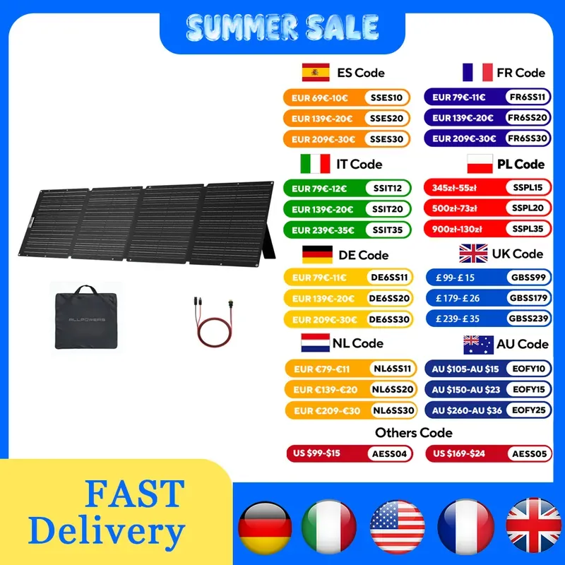 ALLPOWERS Foldable Portable Solar Panel 400W / 200W / 140W / 100W…