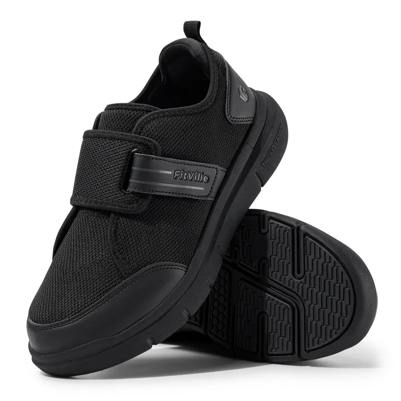 FitVille Extra Wide Hook-and-Loop Walking Shoes for Men