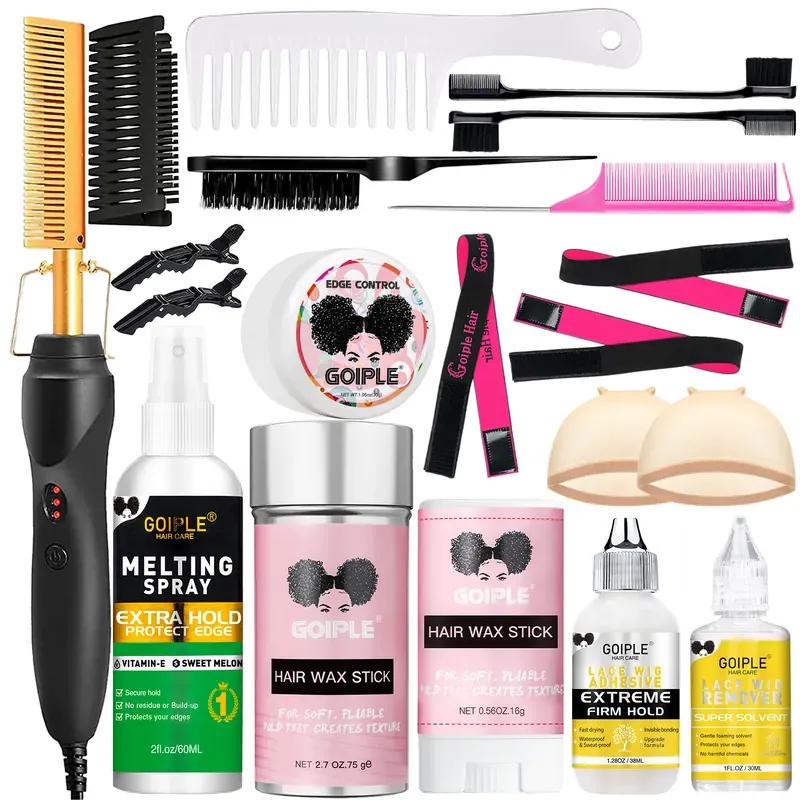 GOIPLE Lace Wig Installation Kit with Electric Hot Comb, Ionic Hot…