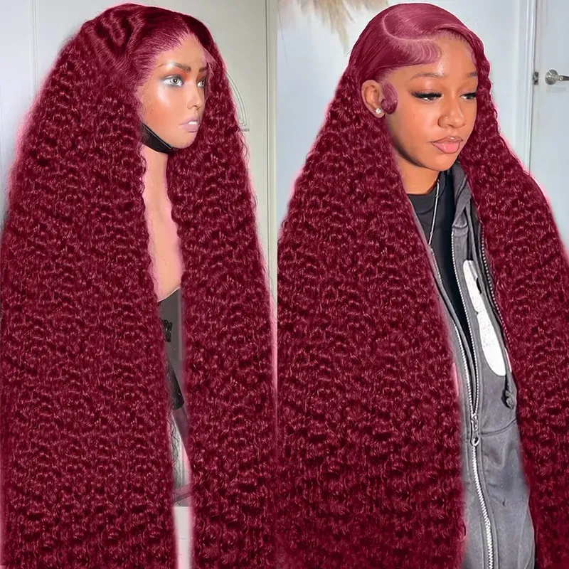 HD Transparent 13x4 13x6 Full Frontal Lace 99j Burgundy Preplucked…