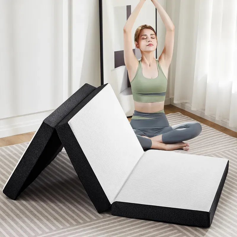 JHK 3-4Inch Soft Mattress Tri-Fold Memory Foam Mattress with…