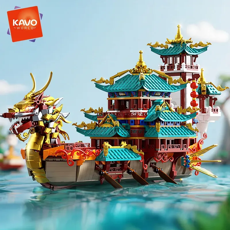 KAVOWORLD 2453PCS Chinese Dragon Boat Building Bricks Model…