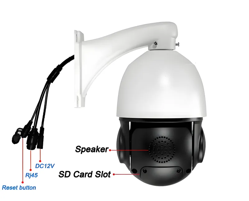 4K 8MP PoE PTZ Security Camera with Laser IR and Auto Tracking