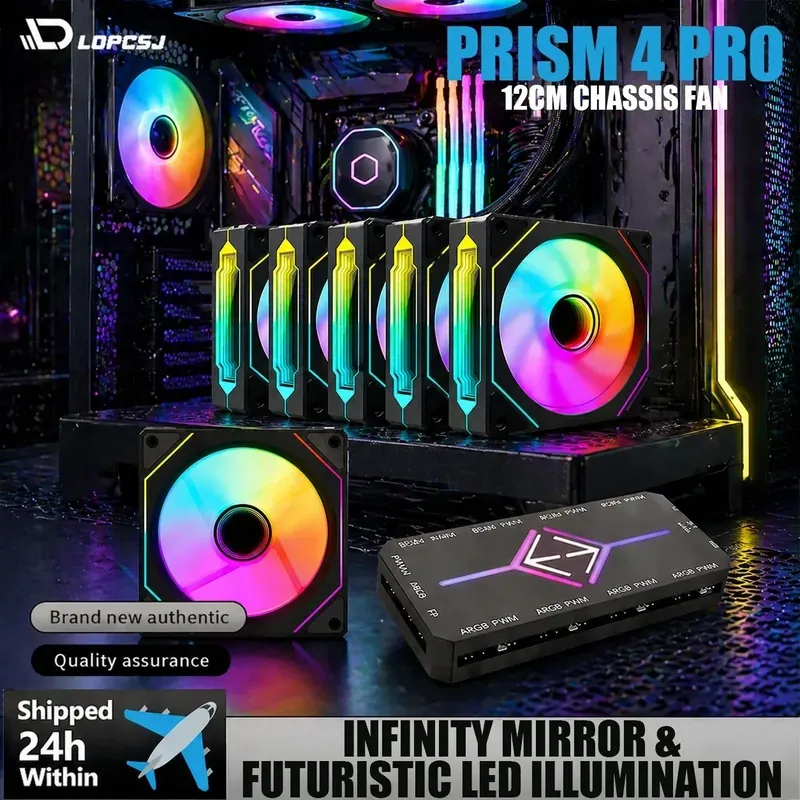 LDPCSJ 6 Pack 12cm 120mm Addressable ARGB Case Cooling Fans 4 Pin…