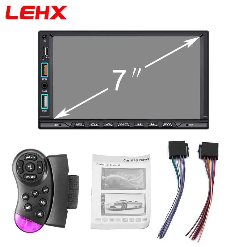 LEHX 7" Double-DIN Car Stereo with CarPlay & Android Auto