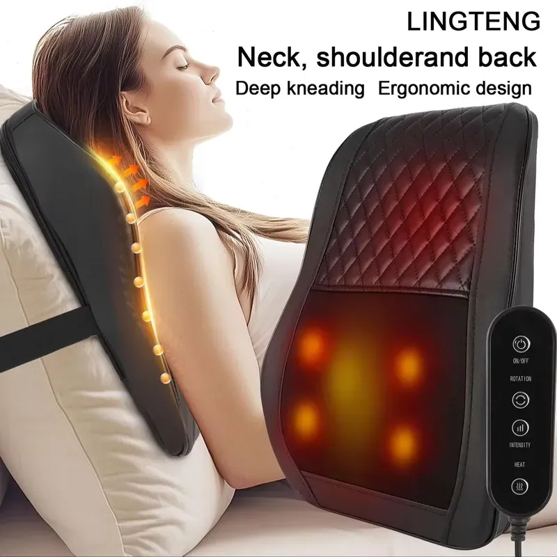 LINGTENG Heat Therapy + 3D Kneading Back Massager, Fits the Curves…