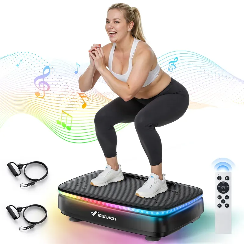 MERACH Vibration Plate Exercise Machine with Light Whole Body…