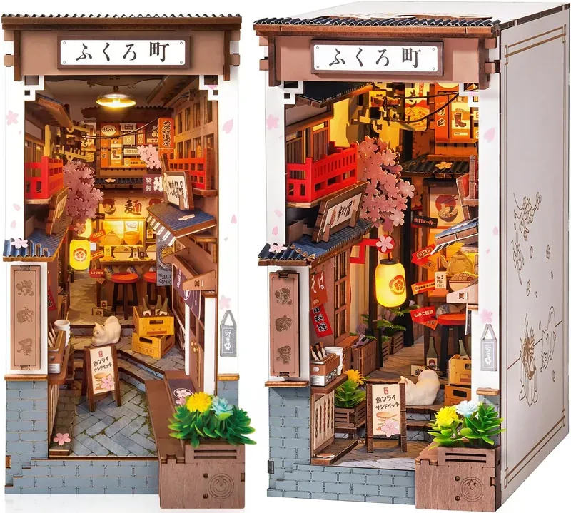 Robotime Sakura Wine Alley DIY Booknook with Lights DIY Miniature…