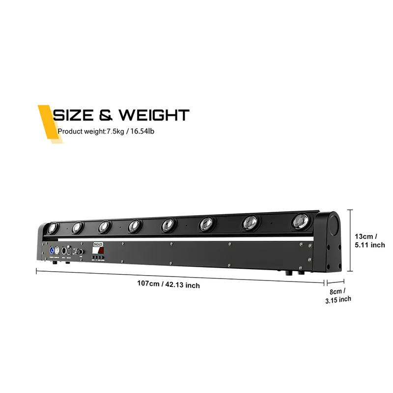 SHEHDS 8×12W RGBW Beam Moving Head Bar Light